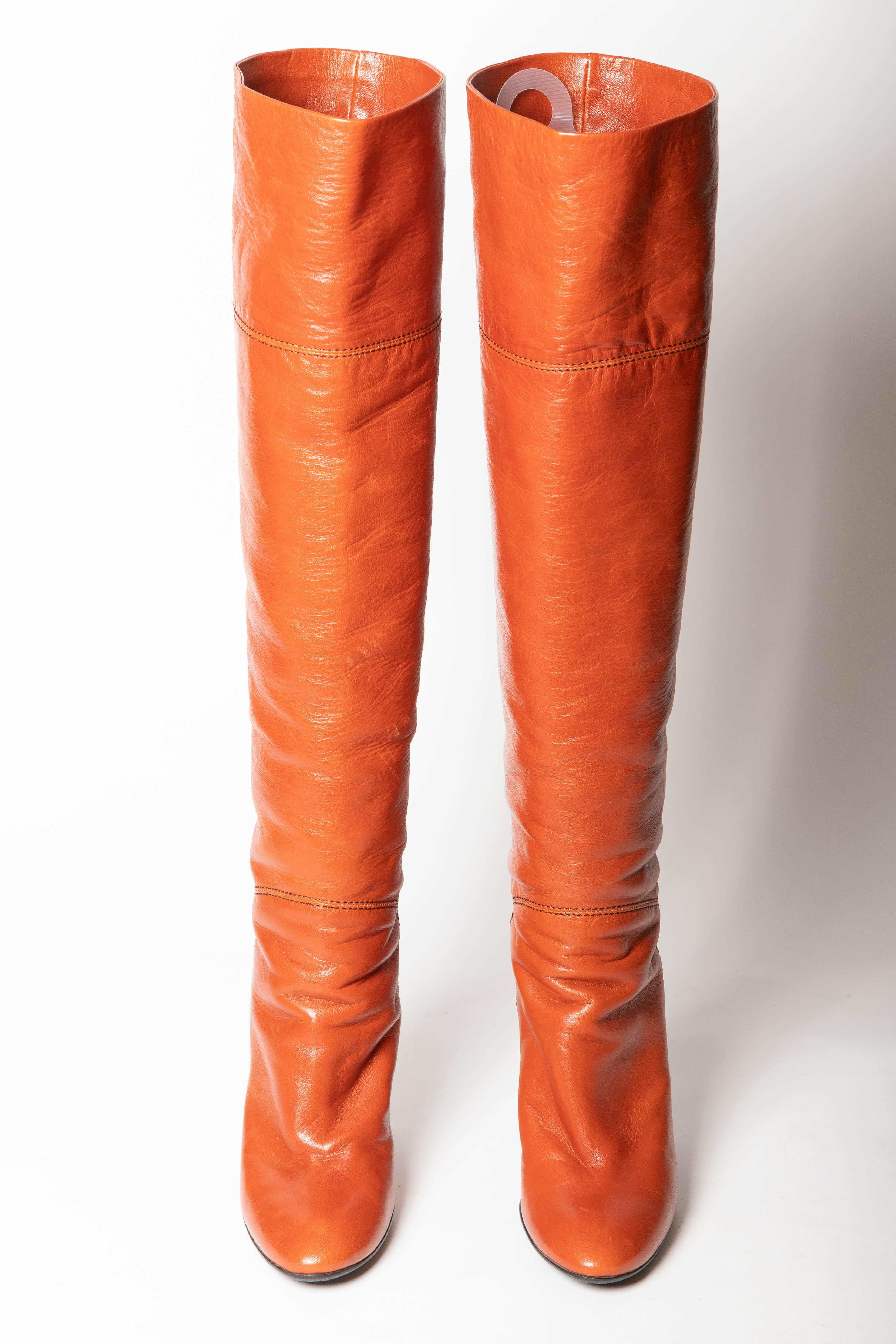 Giuseppe Zanotti Over the Knee Boots in Cognac - Size 39 For Sale 3