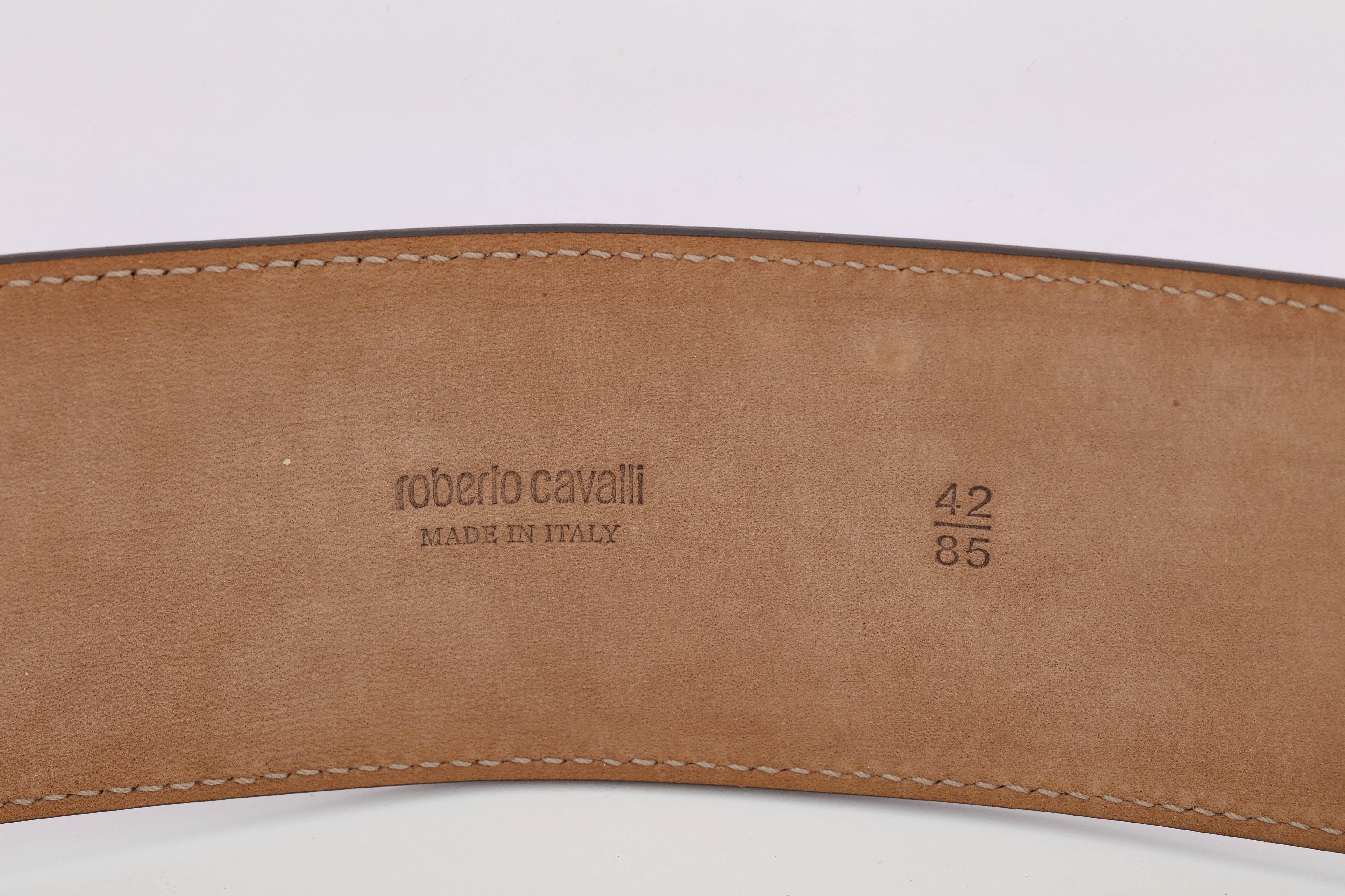 Brown Roberto Cavalli Beautiful Metalic Pink Leather Belt For Sale