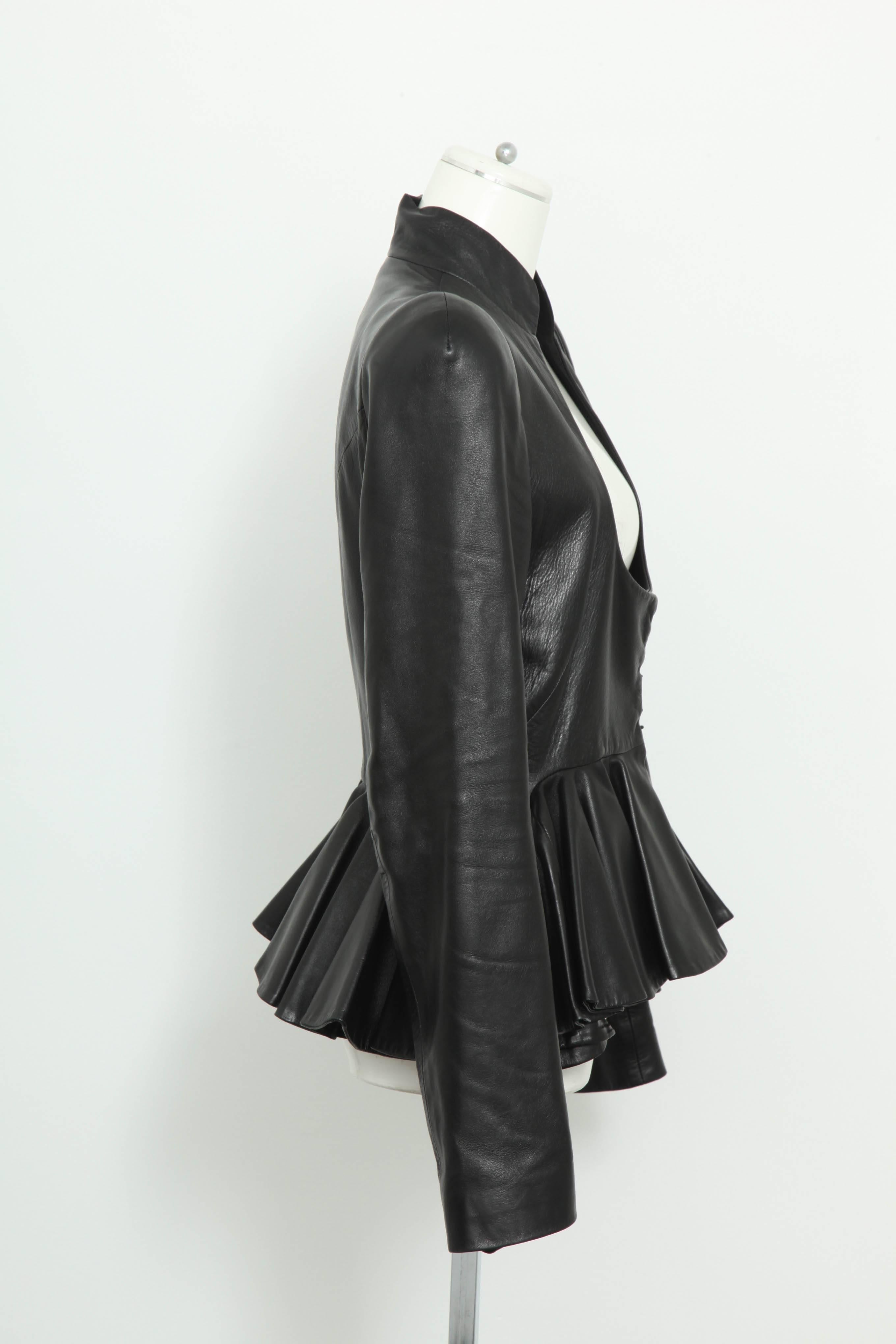Women's Alexander McQueen Black Lamb Skin Leather Jacket