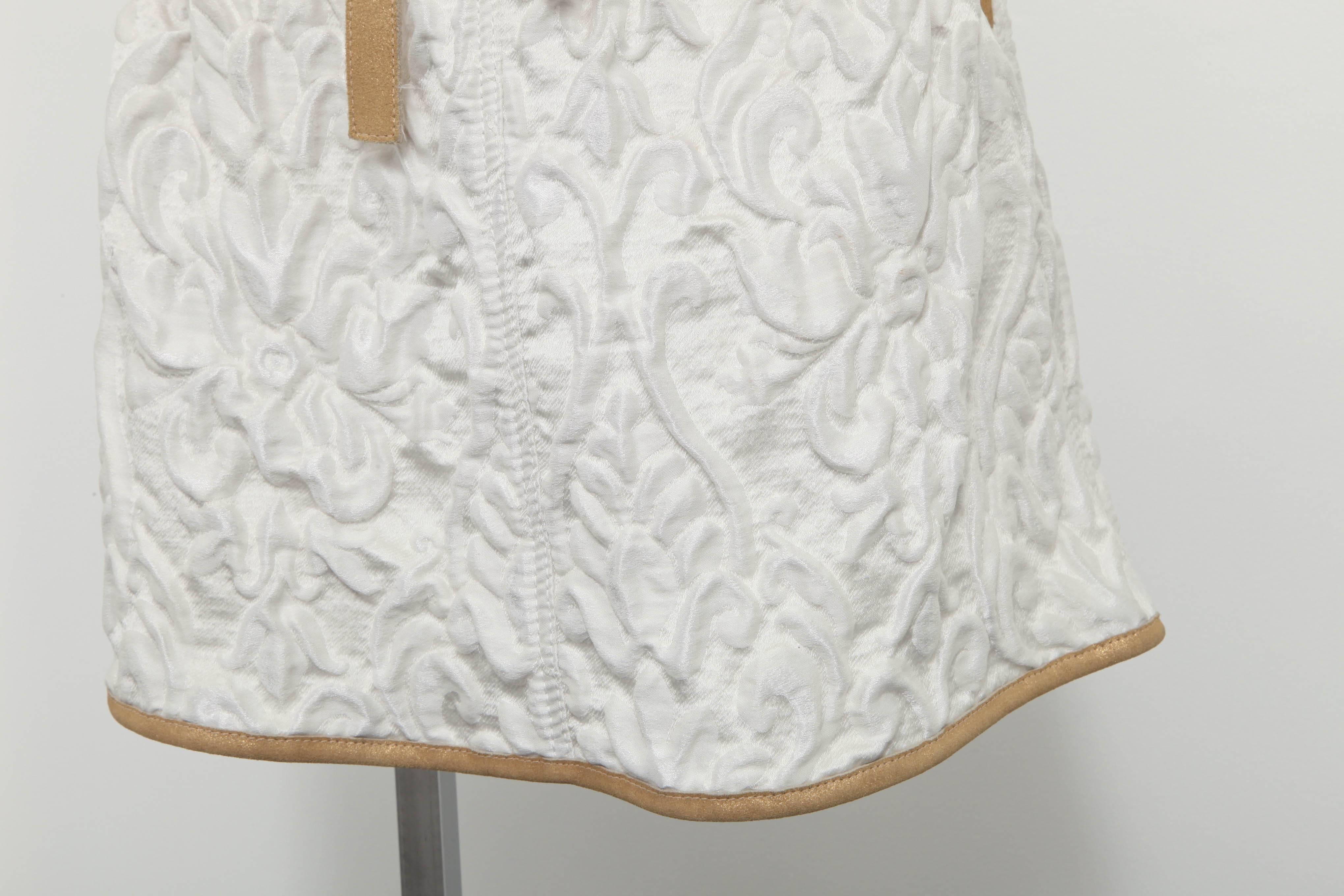 white brocade dress