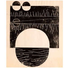 Wood Block print by Ricjard Filiowski, USA, Circa 1948