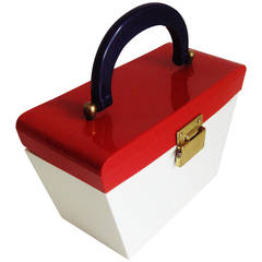 Rare American 1960s Red, White and Blue Lucite Pop Art Handbag by Hardy