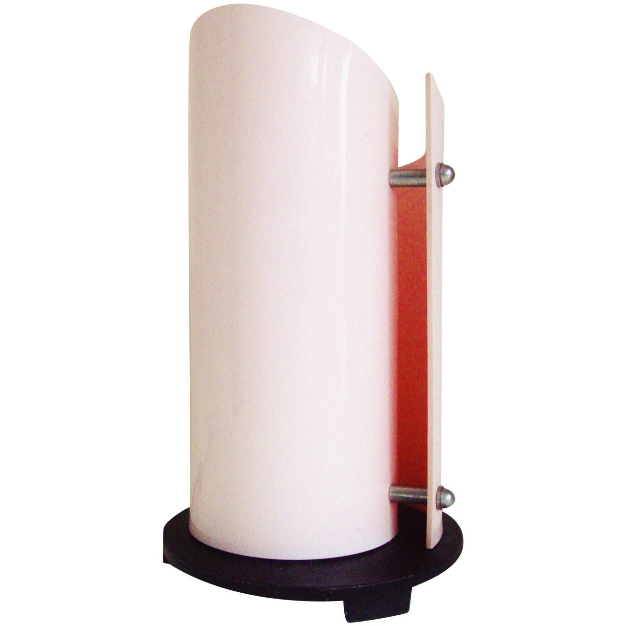 Stunning British Art Deco or Moderne Pink Lucite and Black Enamel Accent Lamp For Sale
