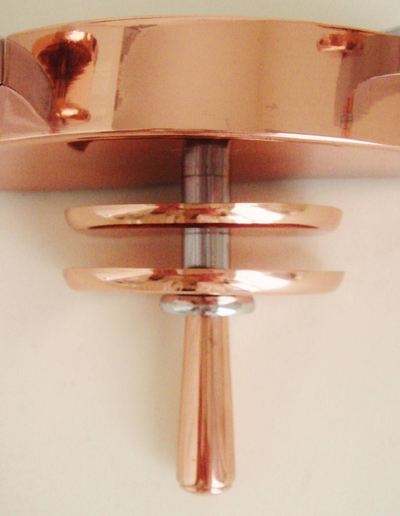 Pair of French Art Deco Chrome and Copper Twin Faux Candle Wall Sconces at 1stdibs
