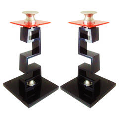 Pair of Large American Asian Inspired Candlesticks in the Manner of James Mont 1