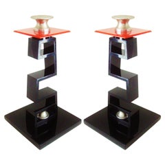 Pair of Large American Asian Inspired Candlesticks in the Manner of James Mont