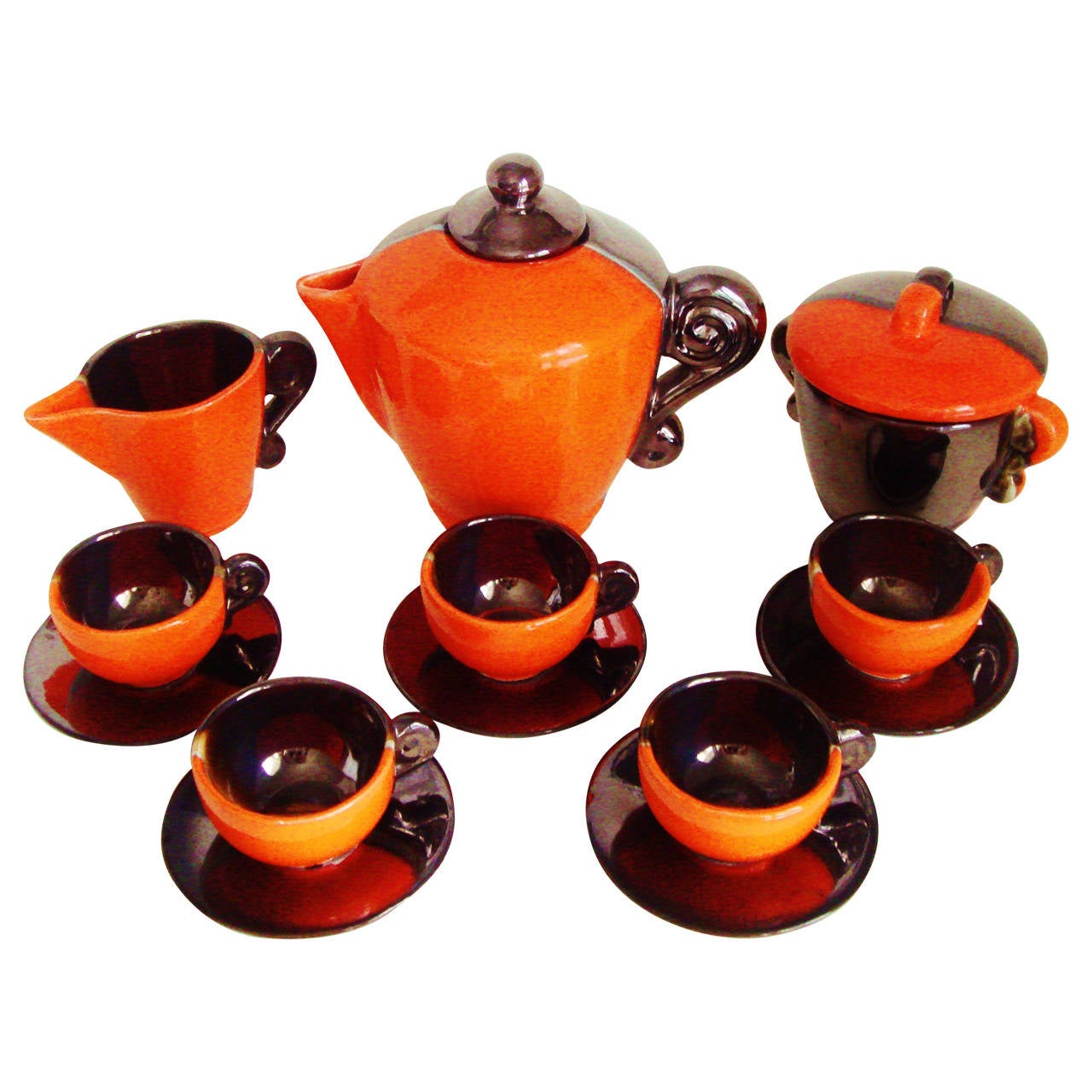 French Mid-Century Modern Eight-Piece Coffee Service by Lucchesi for  Vallauris For Sale at 1stDibs