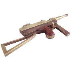Vintage Exquisite Trench Art Miniature Brass and Wood Thomson M1928A Sub Machine Gun