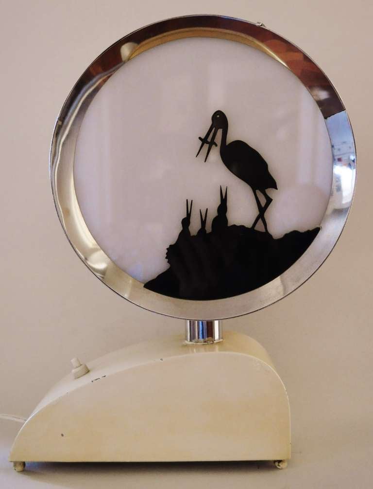 English Extreme Art Deco Drum Shaped Nursery Night Light or Table Lamp For Sale at 1stDibs art