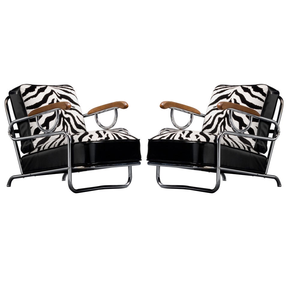 Rare Pair of Iconic Canadian Art Deco Chrome-Plated Club Chairs. at 1stDibs