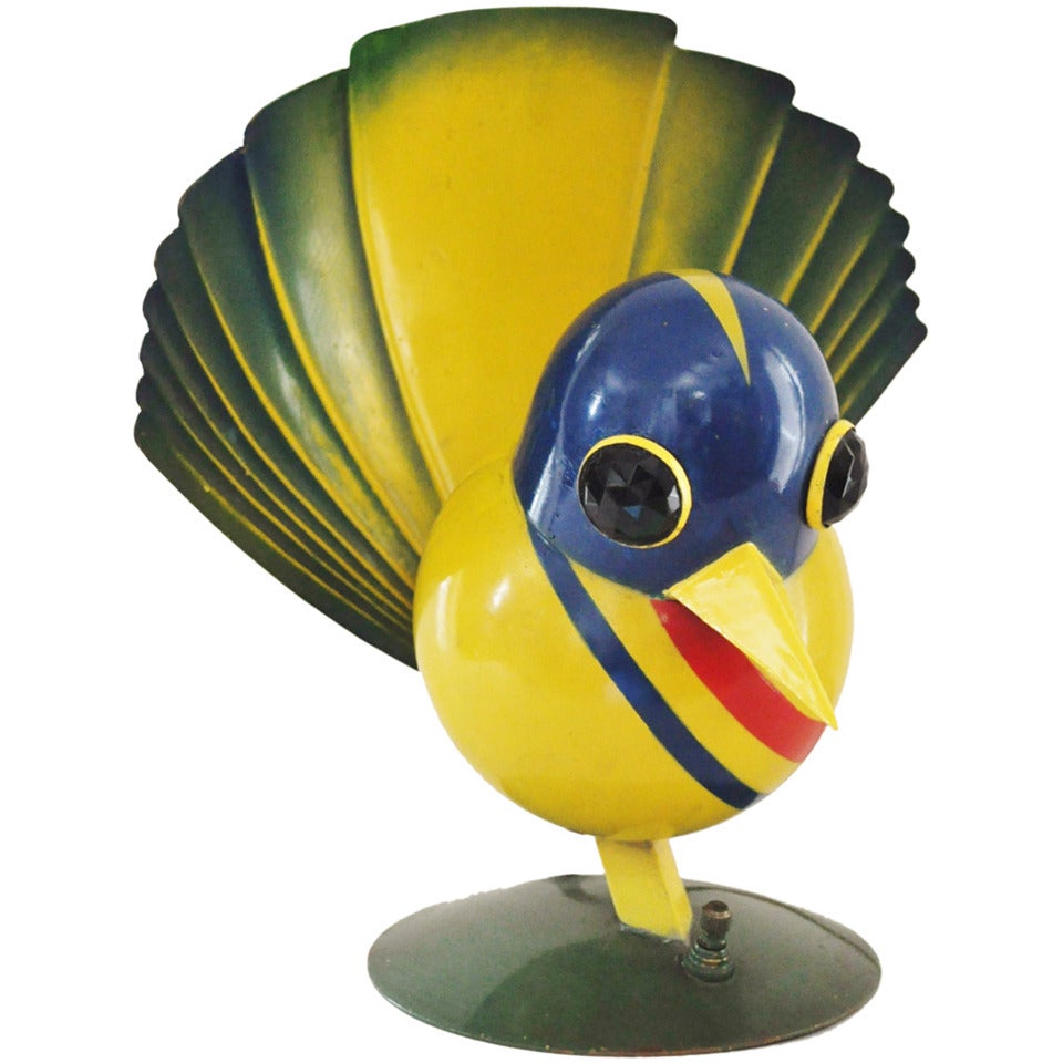 Very Rare American Art Deco Peacock Table Lamp attributed to the Miller Lighting Company.