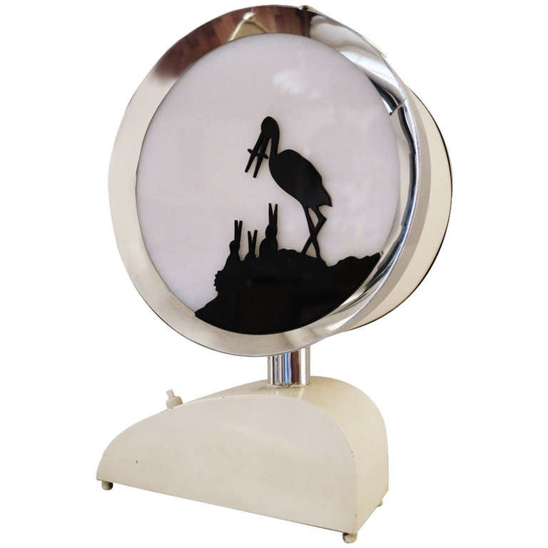English Extreme Art Deco Drum Shaped Nursery Night Light or Table Lamp