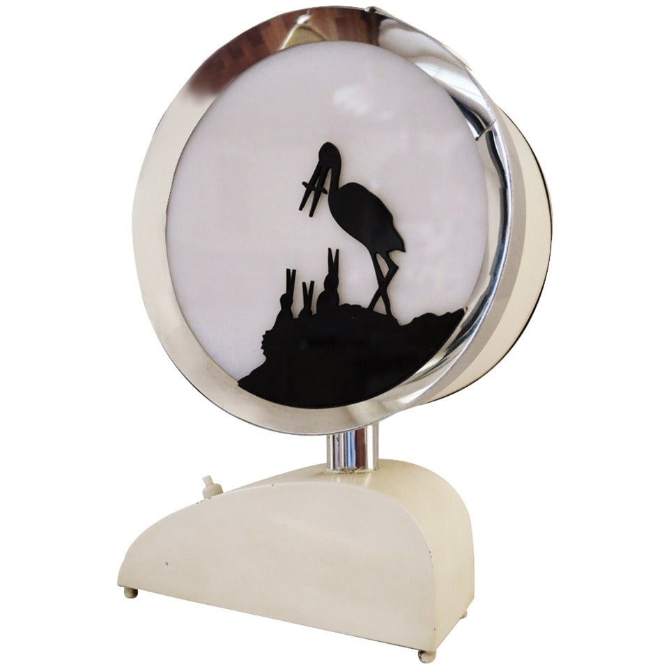 English Extreme Art Deco Drum Shaped Nursery Night Light or Table Lamp For Sale