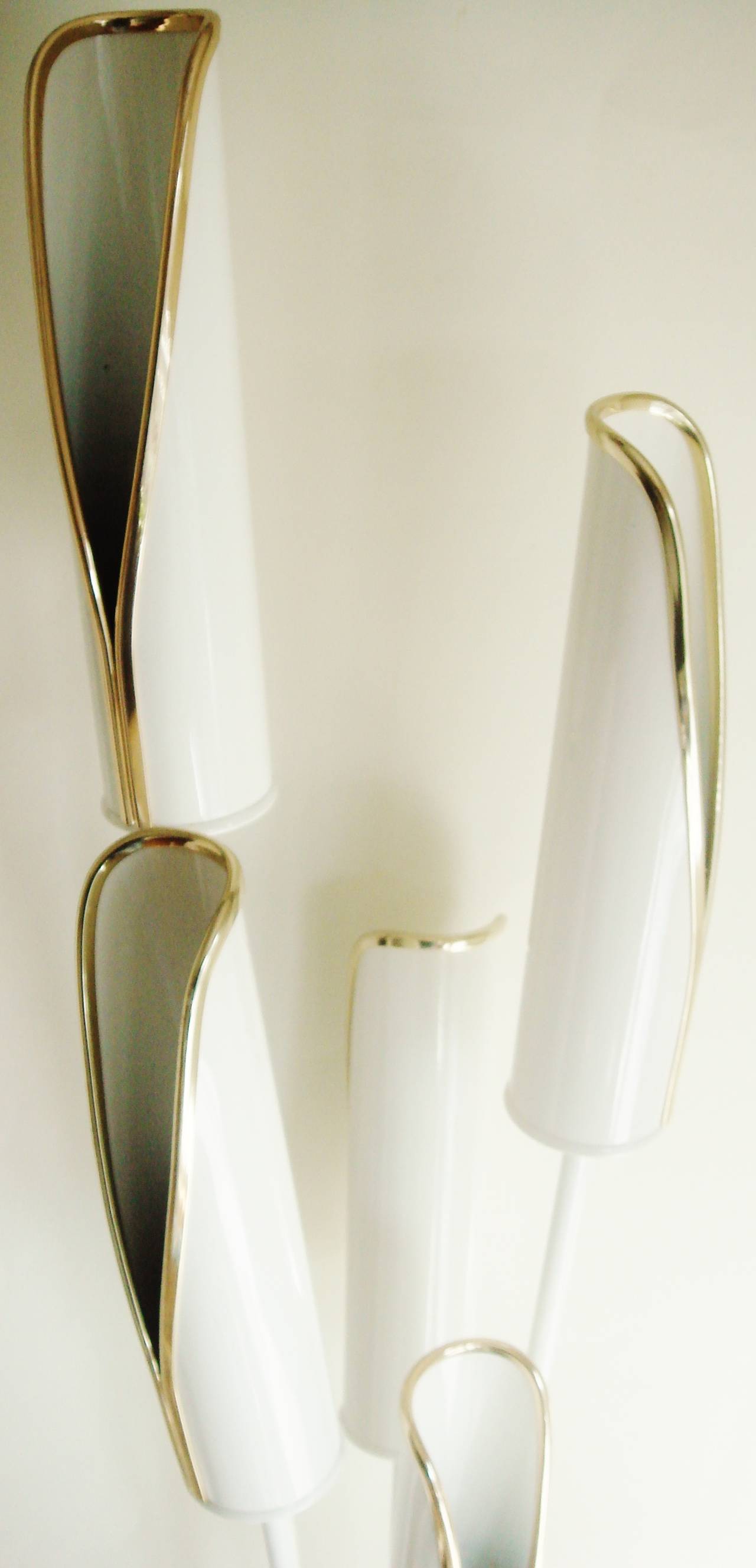 Near Mint Pair of 1970s Italian White Enamel and Brass Bulrush Table ...