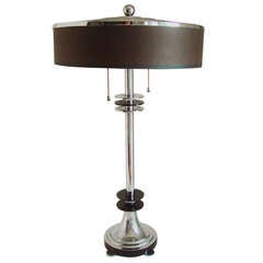 Very Rare Canadian Art Deco or Machine Age Chrome and Black Enamel Table Lamp. 10