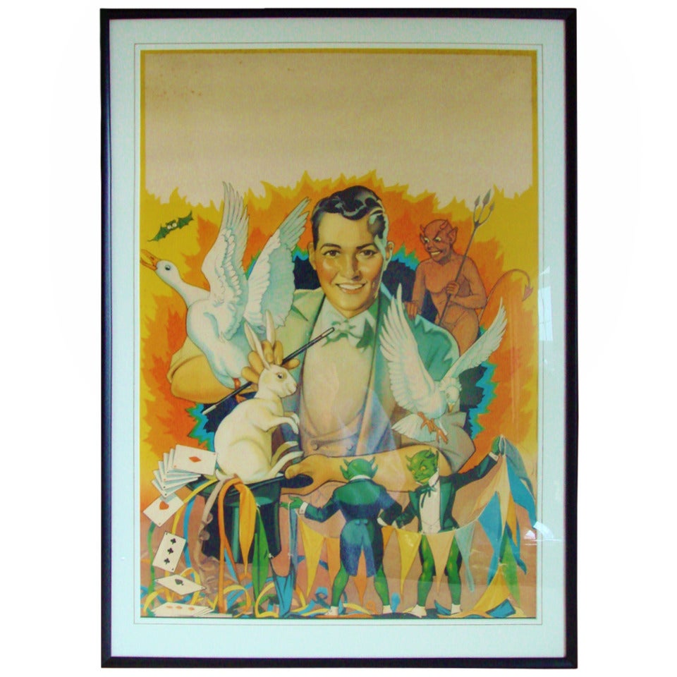 Beautiful American Original Lithographic Generic Magic Show Poster For Sale