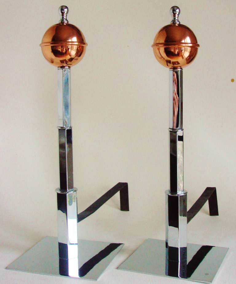 Rare Pair of American Art Deco Art Deco Skyscraper Decorative Chenets/ Andirons.