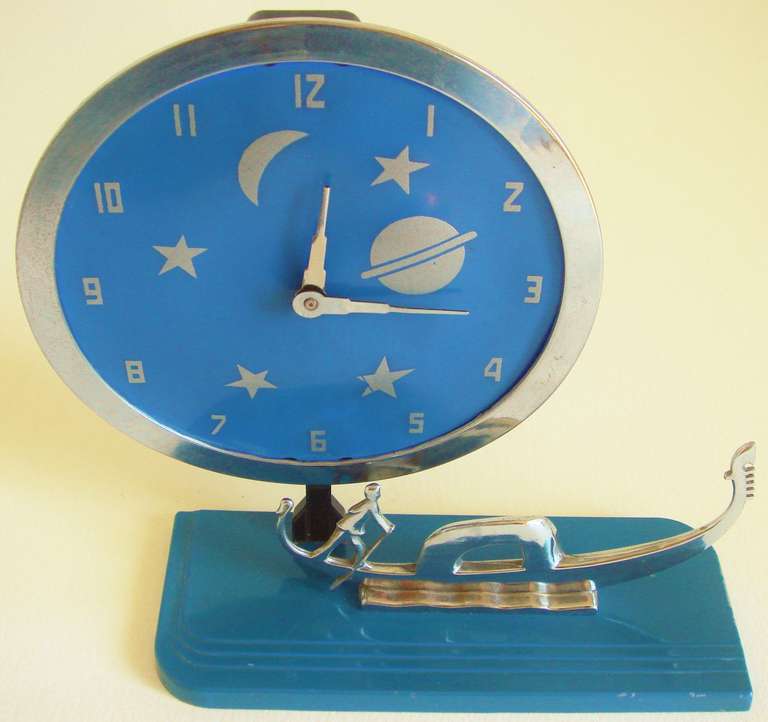 Very Rare American Art Deco Figurative Mechanical Clock by Frank Mariani 4