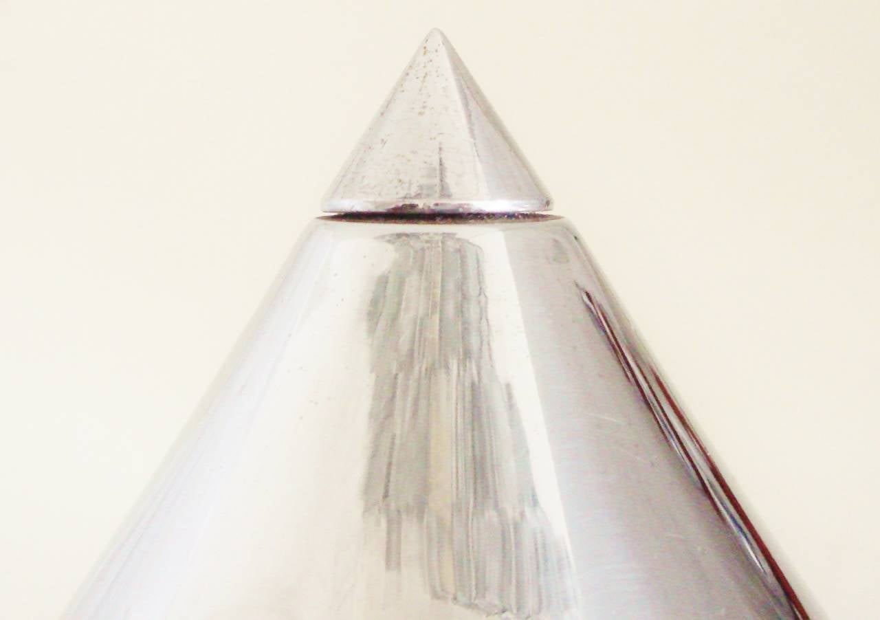 Rare Art Deco Chrome and Red Enamel Cone and Sphere Table Lamp by Electrolier