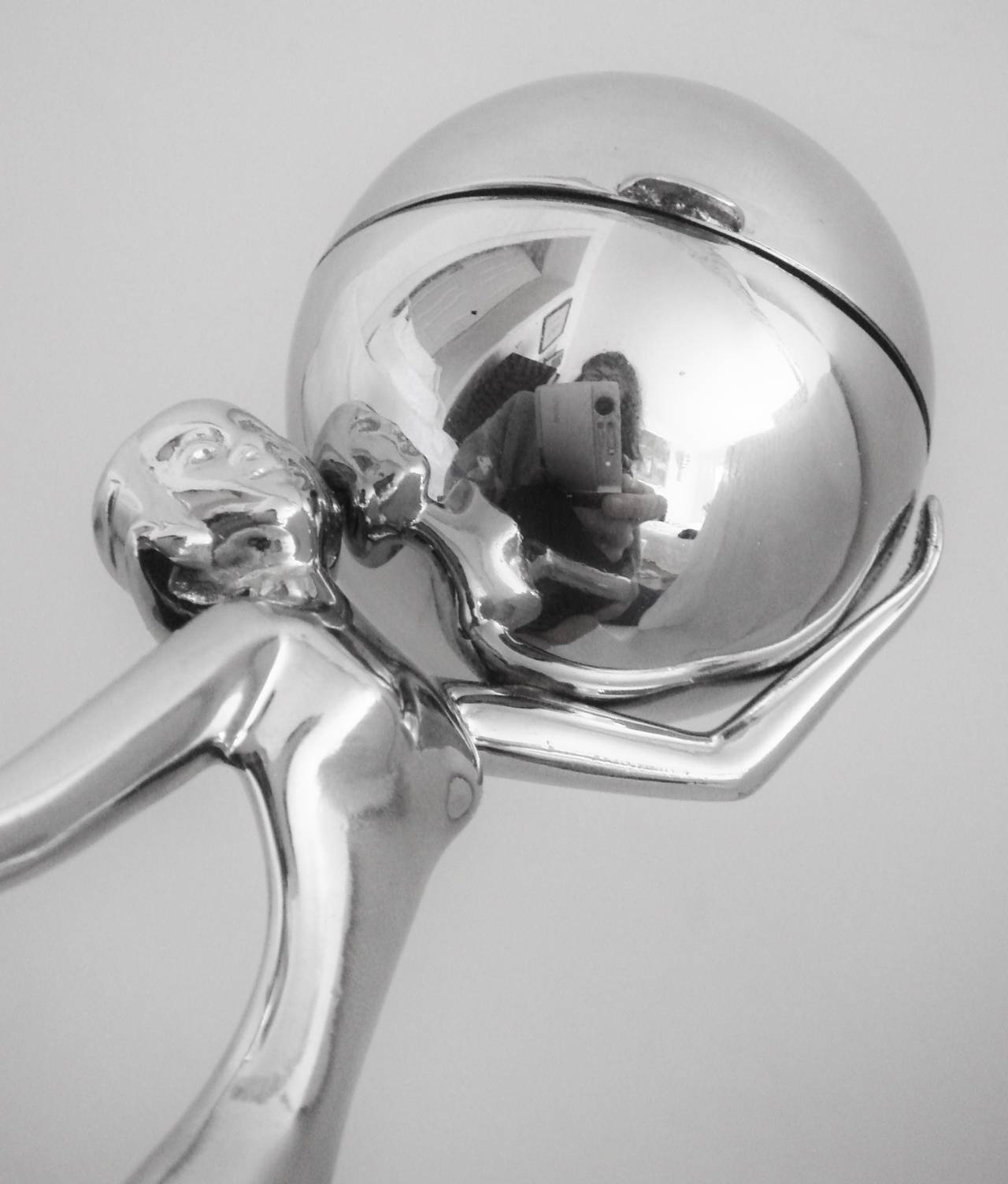 English Art Deco Chrome and Perspex Kneeling Nude Wheel & Flint Table Lighter. 1