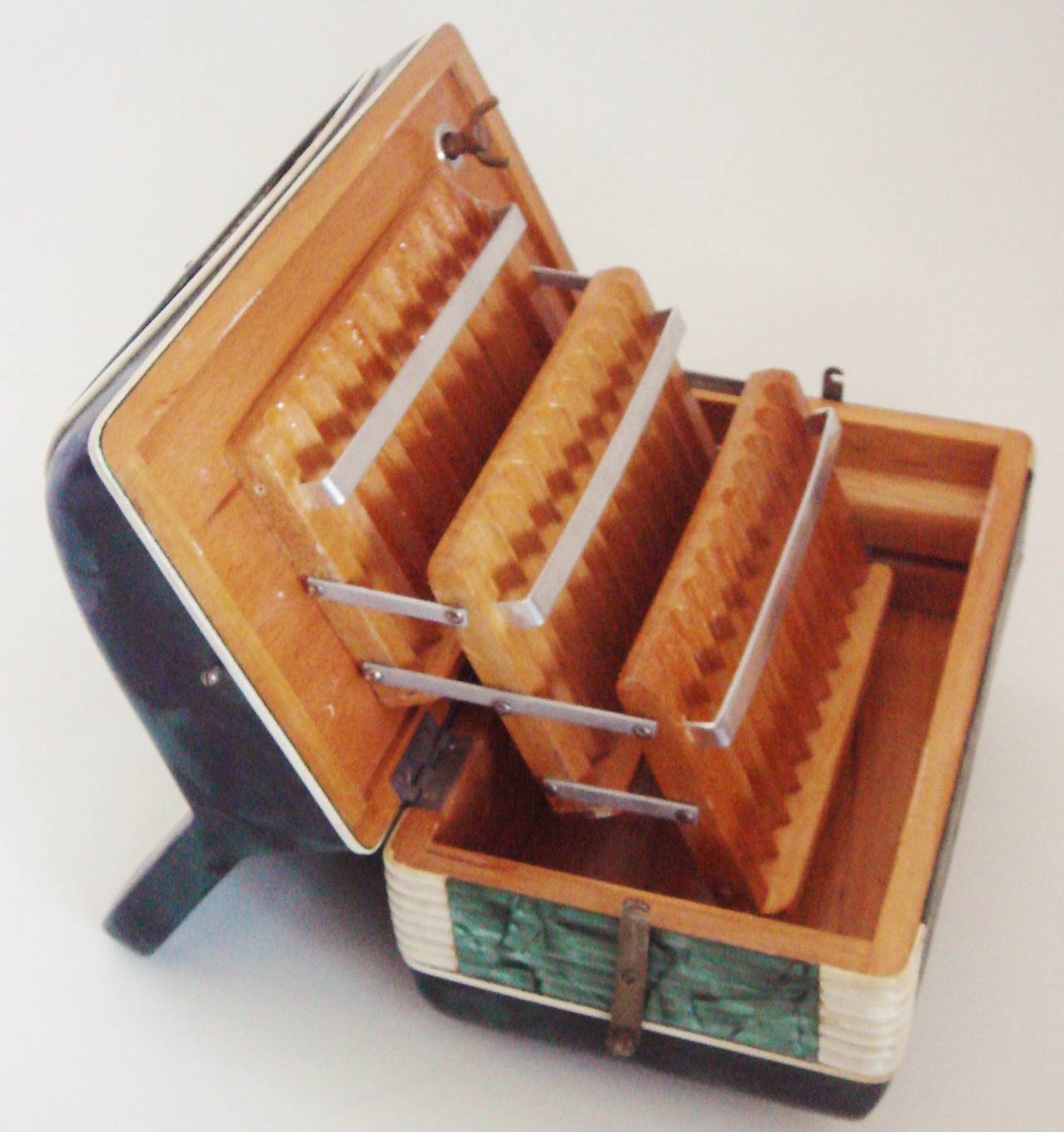 Varnished Tiny Perfect Italian Art Deco Miniature Accordion Cigarette Box