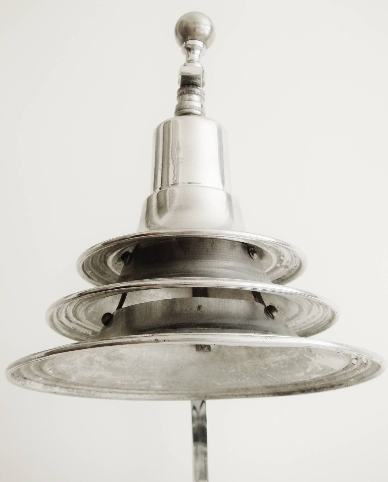 Canadian Art Deco Chrome, TripleCone Table or Desk Lamp by Electrolier