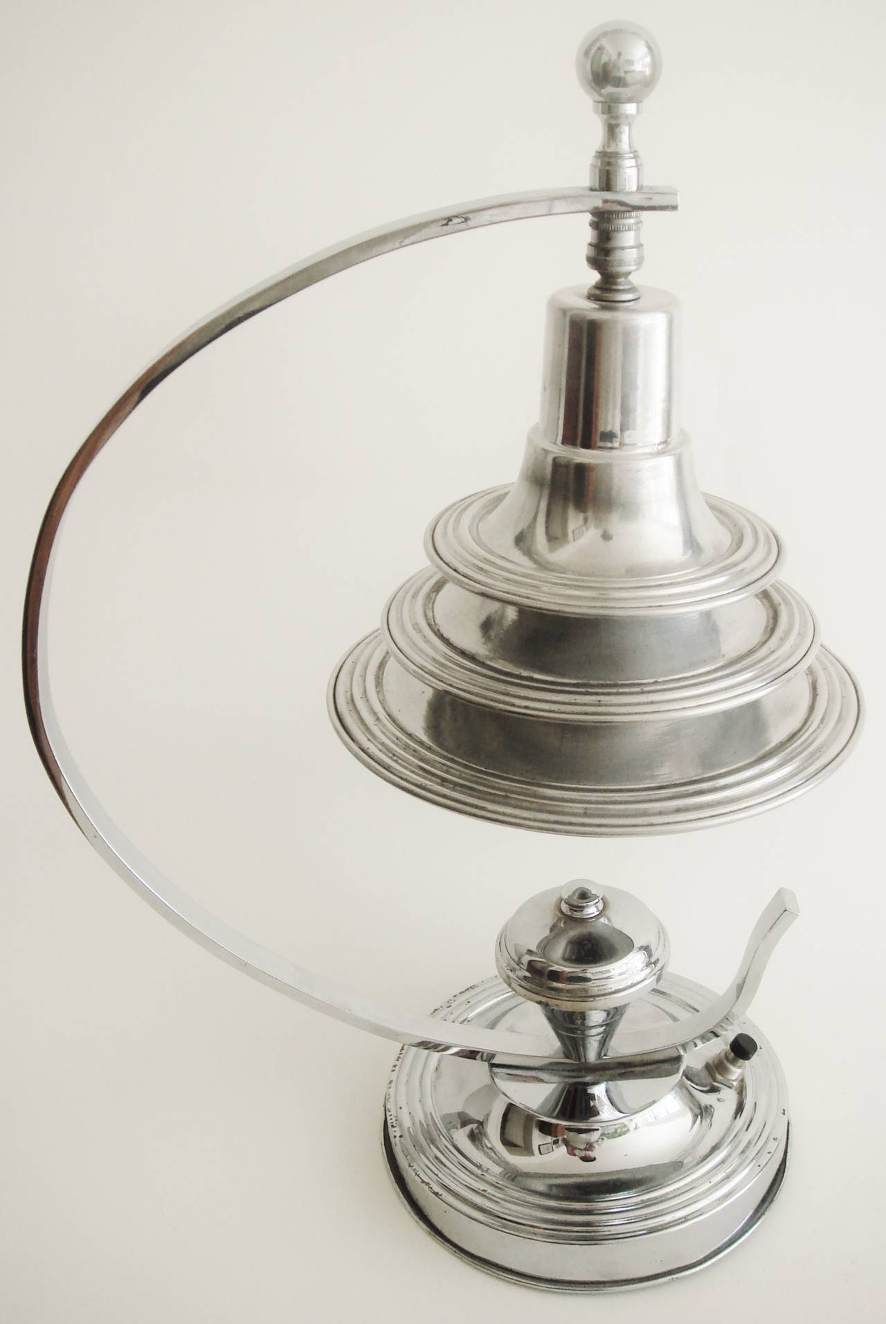 Canadian Art Deco Chrome, TripleCone Table or Desk Lamp by Electrolier