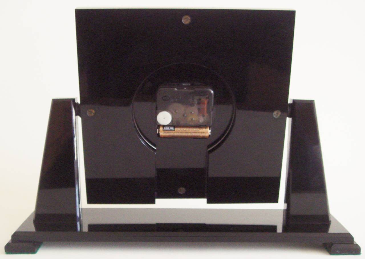 Mid-20th Century Large English Art Deco Smiths Black and White Lucite Electric Tilt Mantel Clock