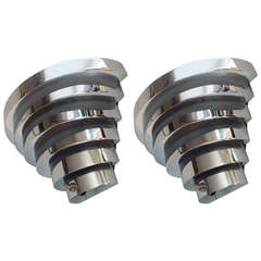 Pair of American Art Deco 'Venetian Blind' Chrome Plated Sconce Wall Fixtures.