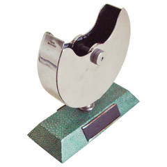 English Art Deco Asprey Chrome Revolving Pullmatch Dispenser on Shagreen Base 11