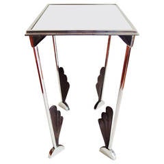 American Art Deco Chrome, Black and Mirror Topped Tray Table or Magazine Stand