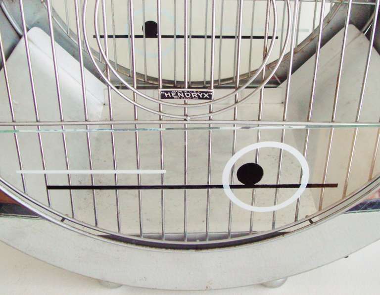 Mid-20th Century Iconic American Art Deco Chrome Hatbox Birdcage and Hoop Stand by Hendryx