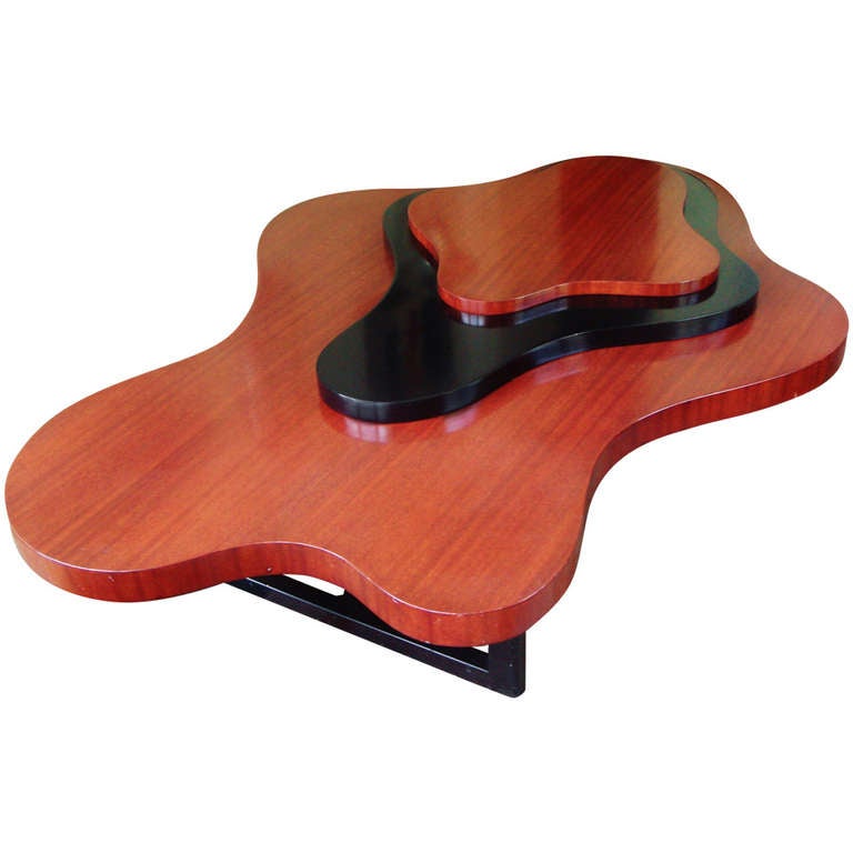 Large Rare Canadian MidCentury Biomorphic, Triple Stepped Coffee Table