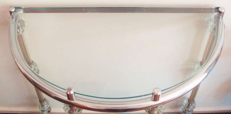 Mid-20th Century Pair of American Hollywood Regency Demi-Lune Side Tables For Sale