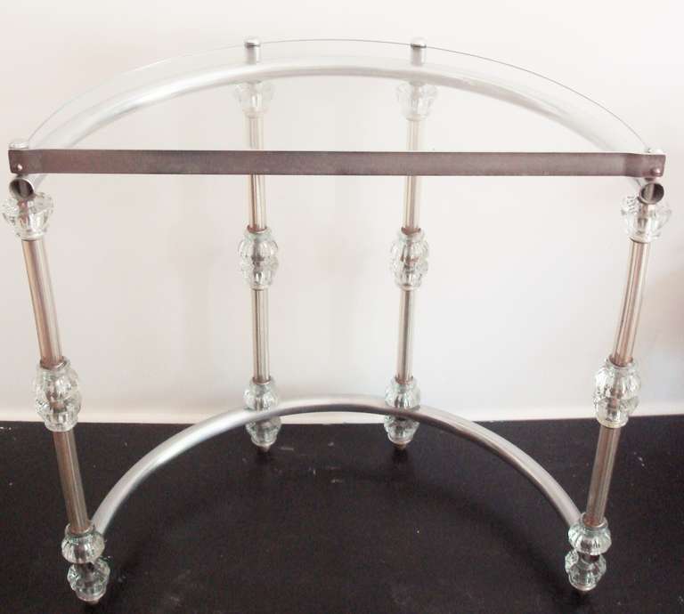 Pair of American Hollywood Regency Demi-Lune Side Tables For Sale 3