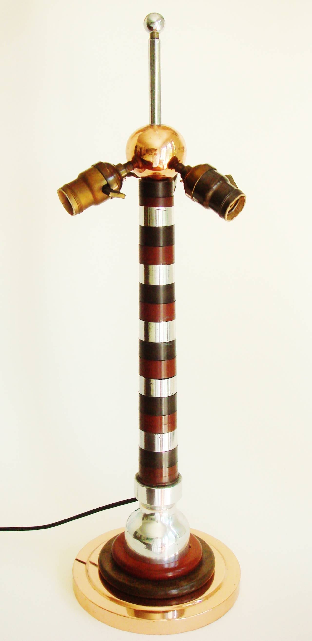 Ultimate American Bakelite, Chrome, Copper, Aluminium and Brass Trench Art Lamp