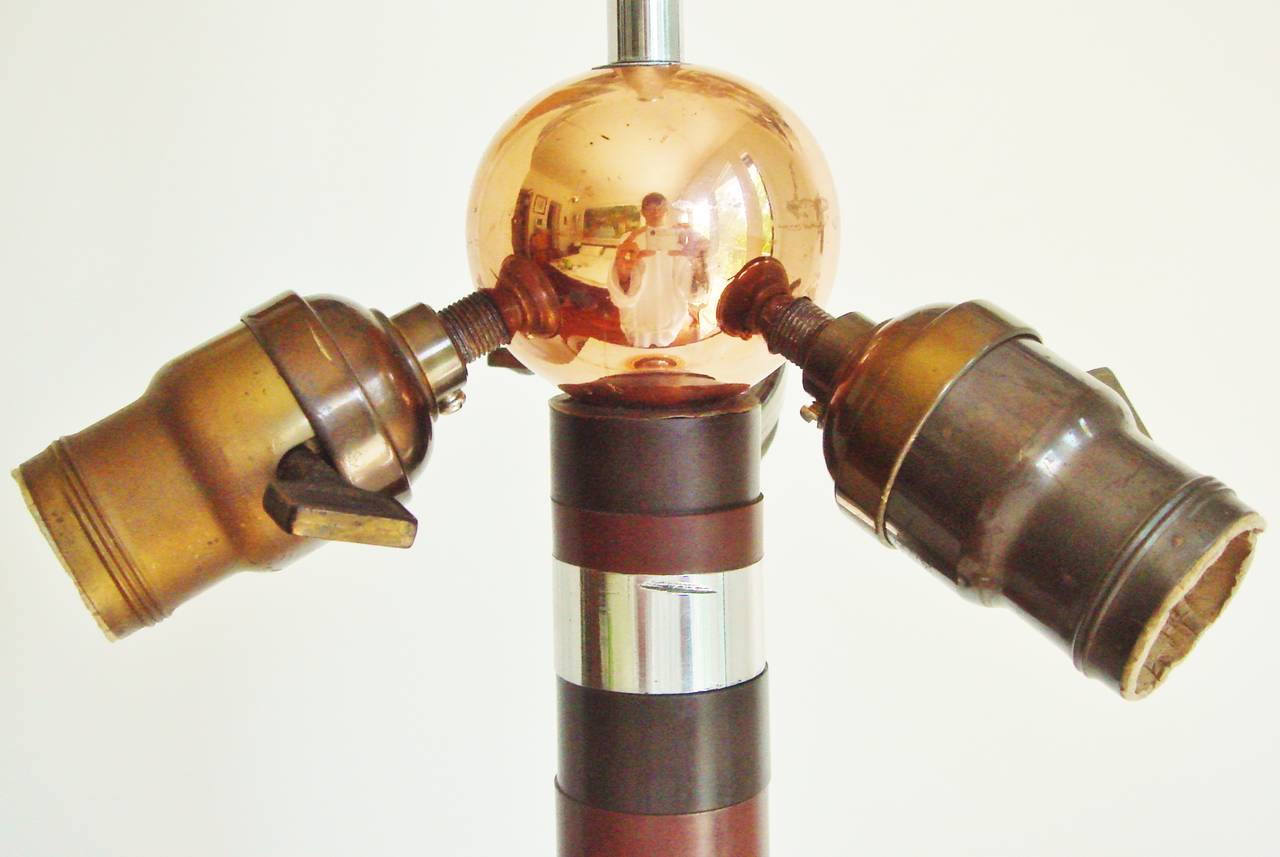 Plated Ultimate American Bakelite, Chrome, Copper, Aluminium and Brass Trench Art Lamp For Sale