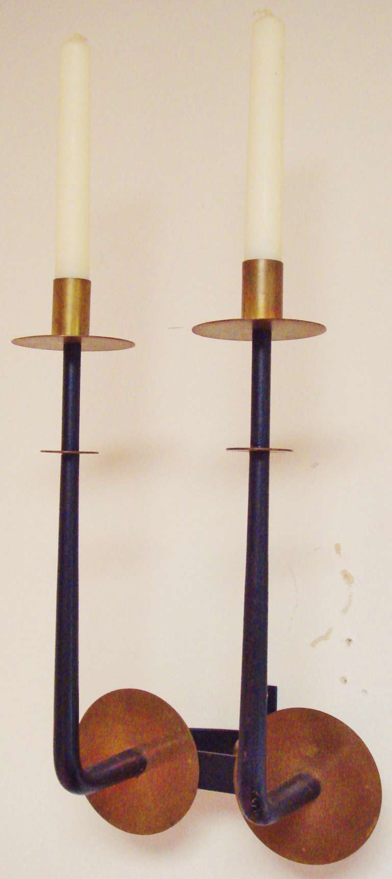 Mid-Century Modern Pair of Large American Midcentury Candle Sconces in the Style of Tommi Parzinger