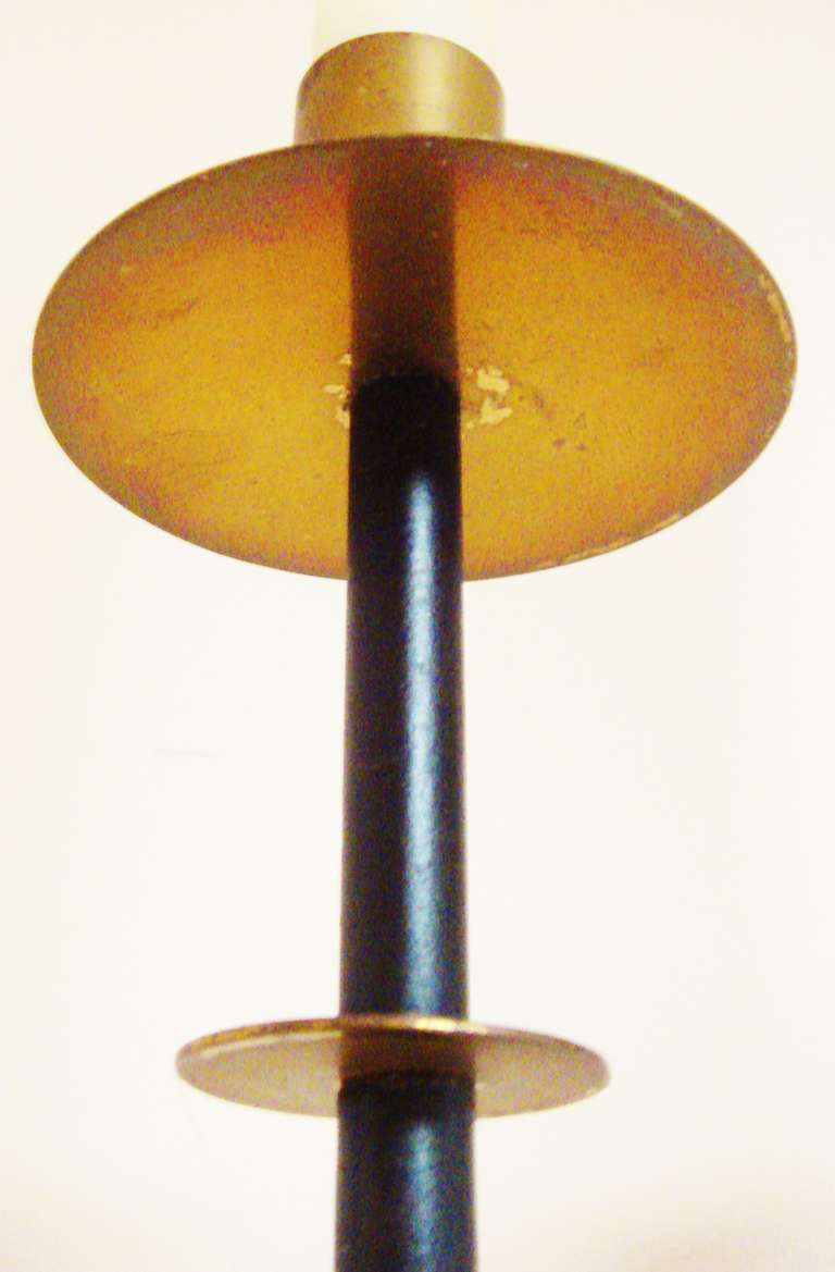 Brass Pair of Large American Midcentury Candle Sconces in the Style of Tommi Parzinger