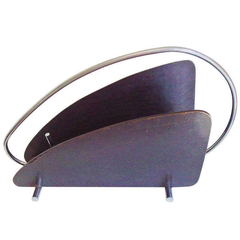 Australian MidCentury Biomorphic Chrome and Black Stained Wood