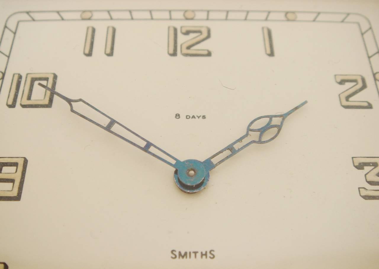 Molded English Art Deco Chrome and Bakelite Mechanical Tilt Eight-Day Clock by Smiths