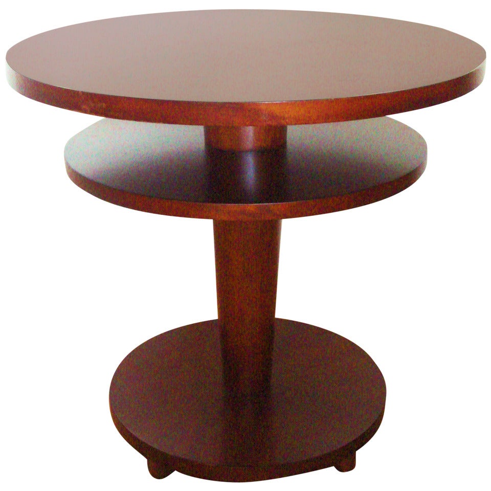 American Art Deco Revival Two-Tiered Circular Entry Hall Table