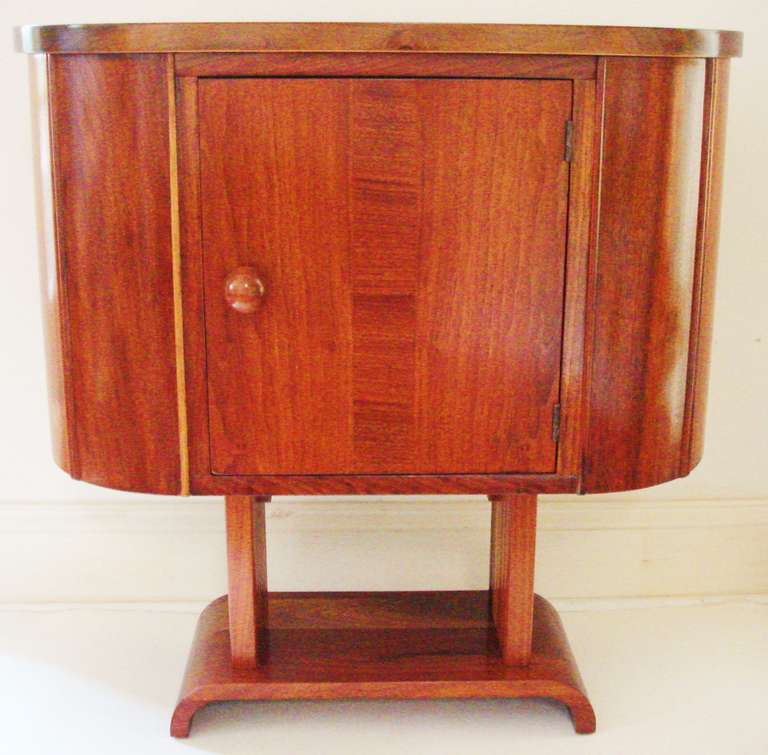 American Art Deco Side Table and Cupboard in Polychrome Exotic Wood Veneers. 4