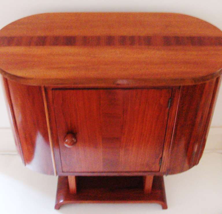 American Art Deco Side Table and Cupboard in Polychrome Exotic Wood Veneers. 3
