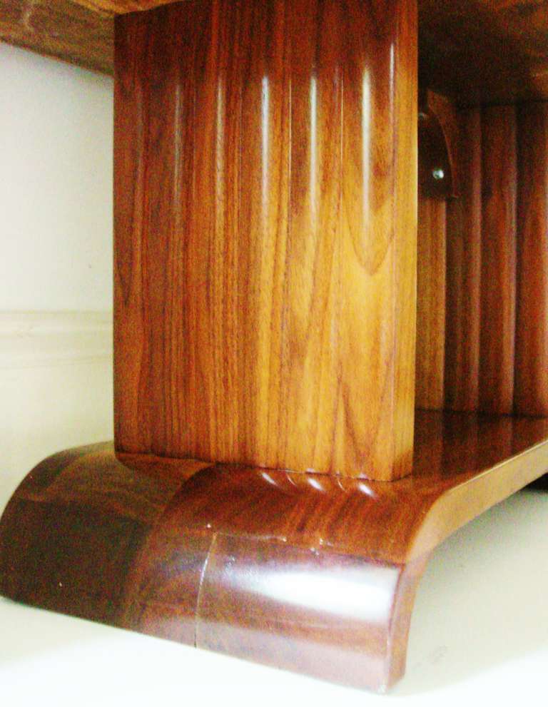 American Art Deco Side Table and Cupboard in Polychrome Exotic Wood Veneers. 1