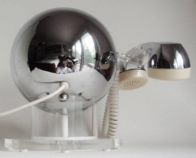 Late 20th Century Iconic American Space Age Rotary Chromefone Desk Telephone by TeleConcepts