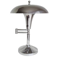 Vintage American Art Deco Chrome Plated Adjustable Mushroom Desk Lamp.
