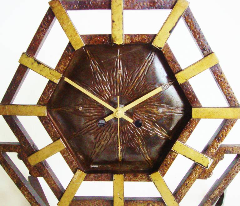 Stunning Art Deco French, Wrought Iron Electrified Mantel Clock For