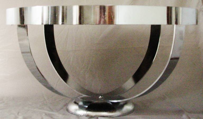 American Art Deco Chrome and Green Mirror Coffee Table in the Style of Deskey 3