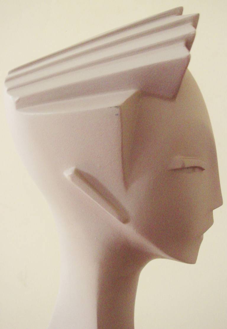 Pair of English Art Deco Revival Mannequin Heads on Steel Bases by Lindsey B 2